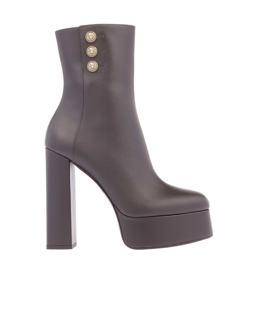 Balmain Round-headed Short Boots In Black
