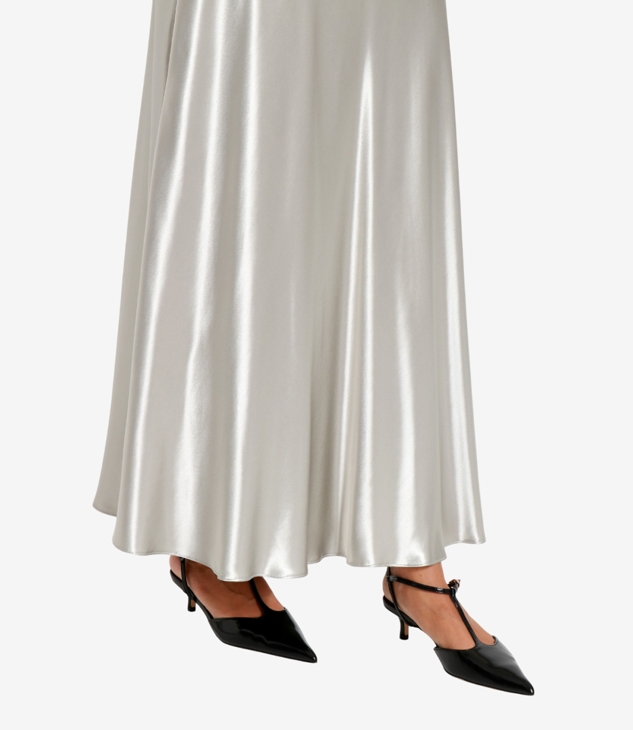 Alberta Ferretti Solid Color Midi Skirt In Metallic