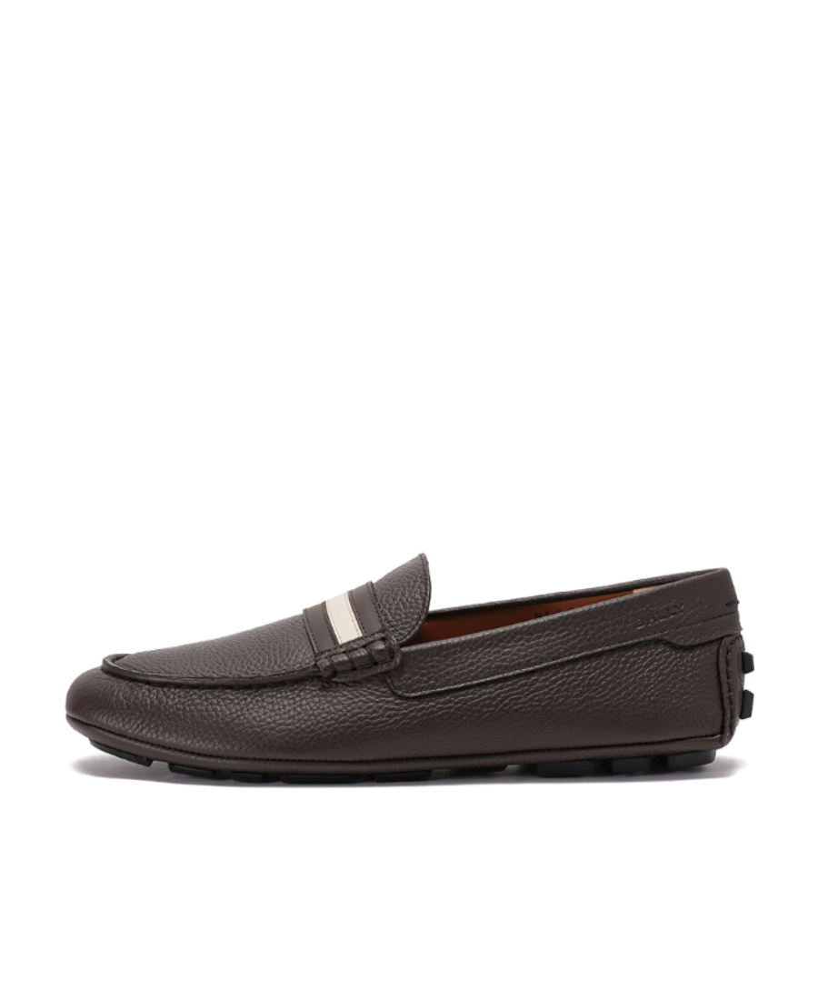 Bally Striped Round-headed Loafers In Black
