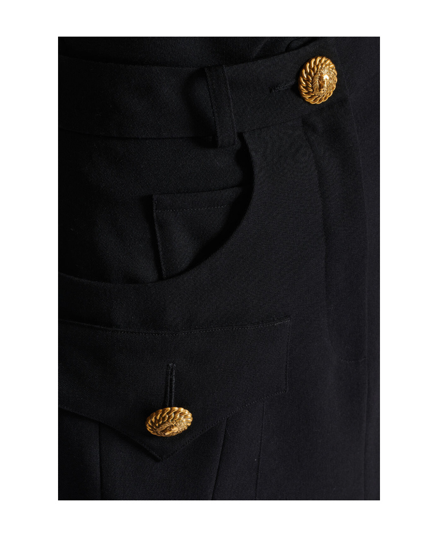 Balmain Trapeze Mini Skirt With Embossed Buttons In Black