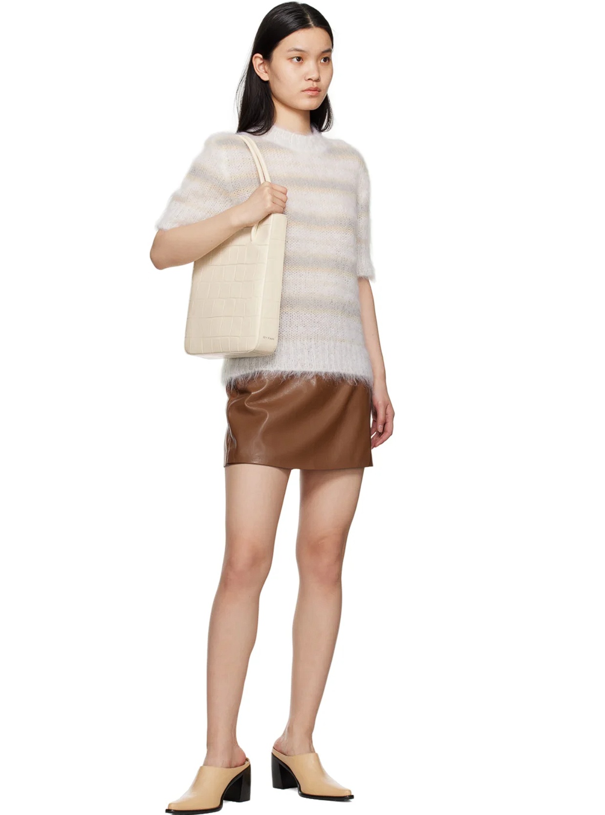 By Far Logo Handbag In Nude
