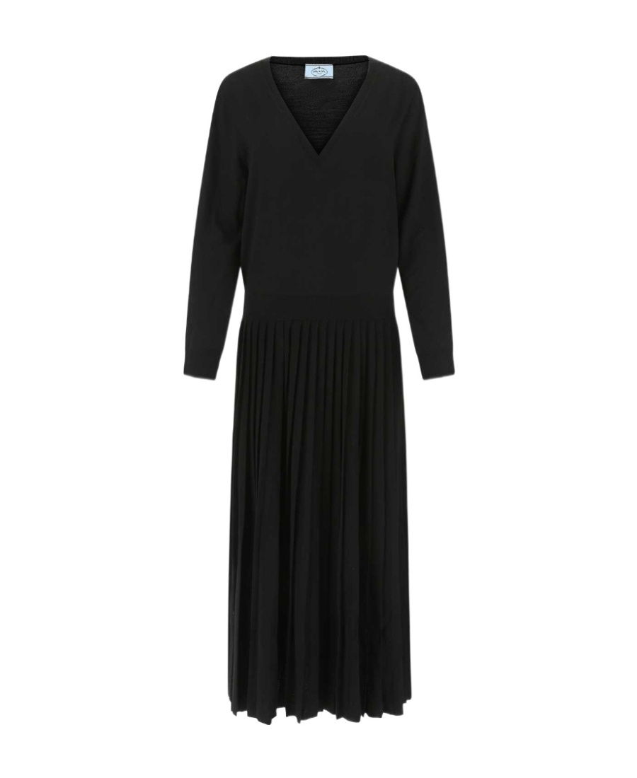 Prada Versatile Wool Blend Dress In Black