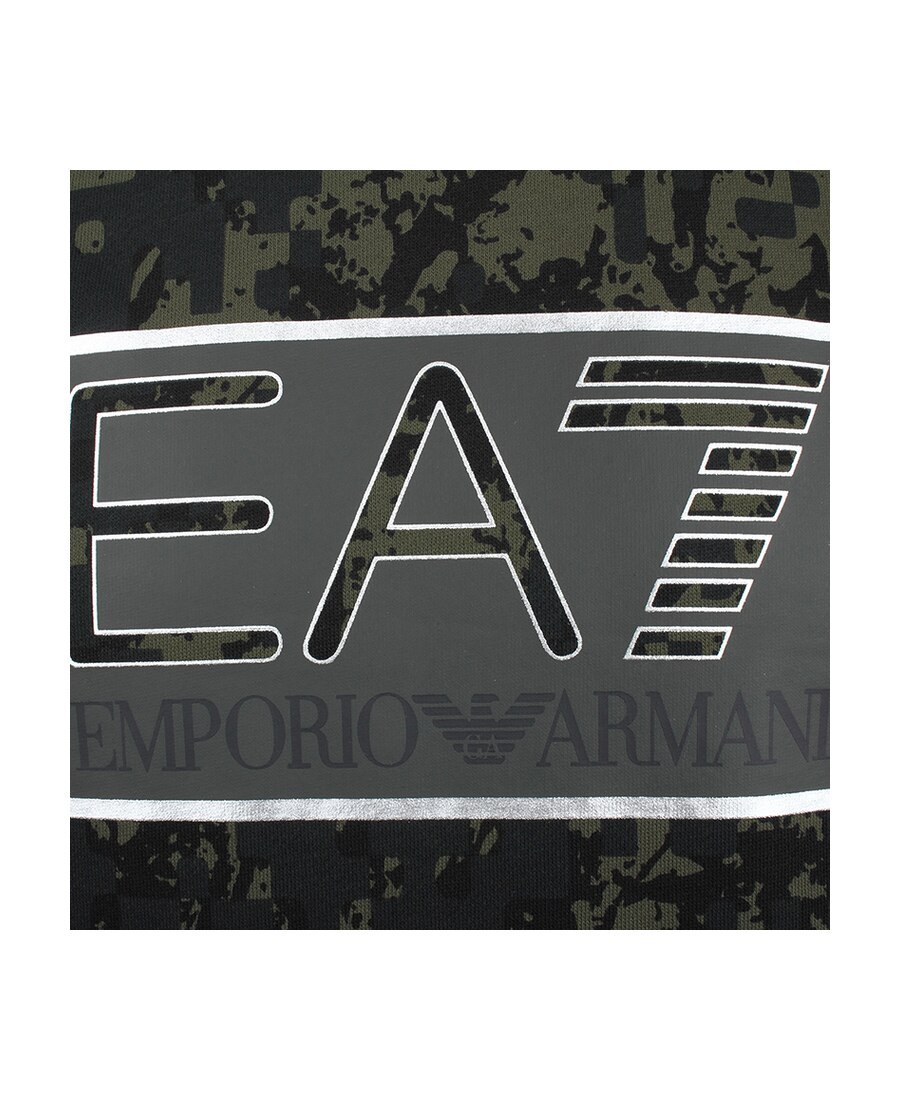 Ea7 Hooded Camouflage Sweater In Black