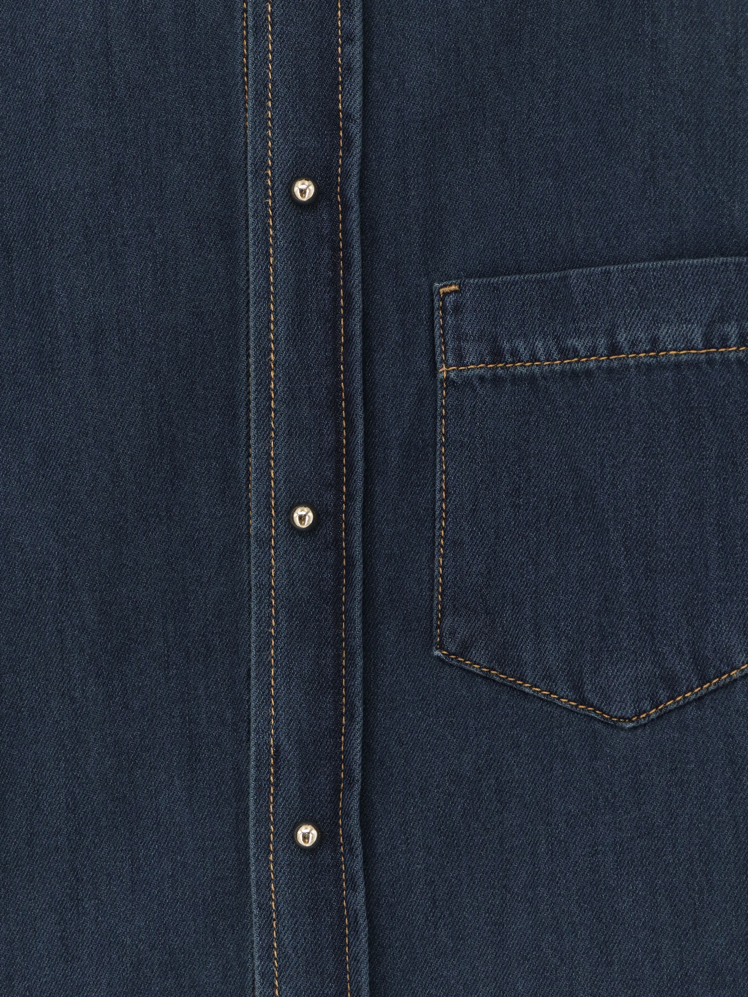 Darkpark Dark Blue Cotton Denim Shirt In Blue