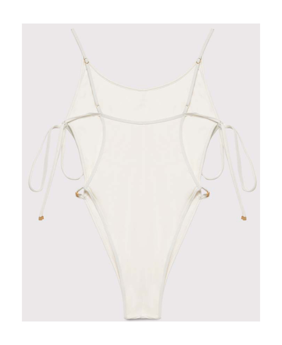 Blumarine Open Tie Side Swimsuit In White