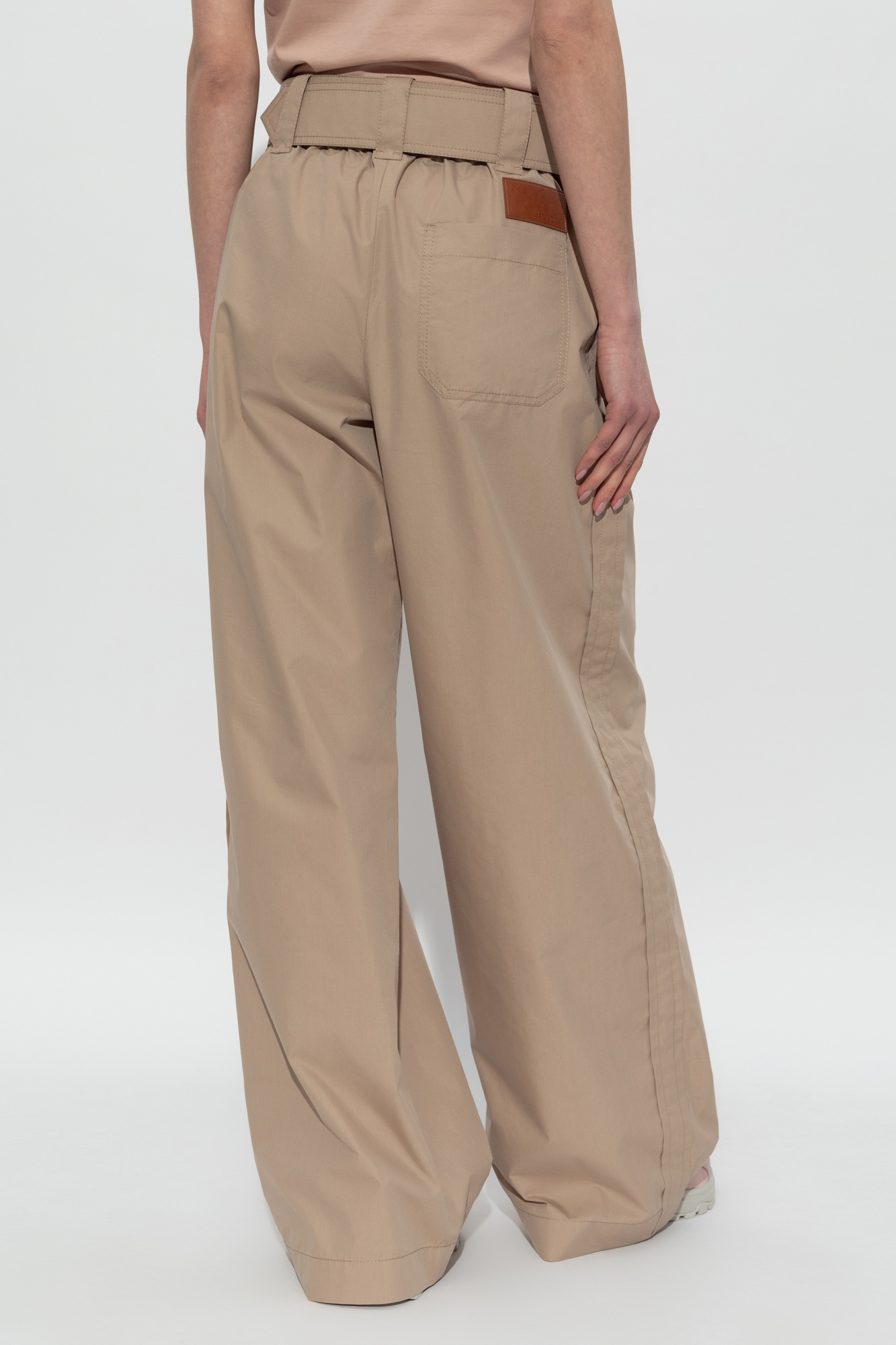 Shop Moncler Wide-leg Trousers In Nude