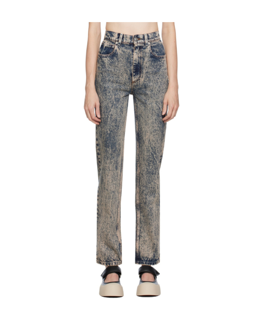 Marni Acid-wash Slim-cut Jeans In Gray