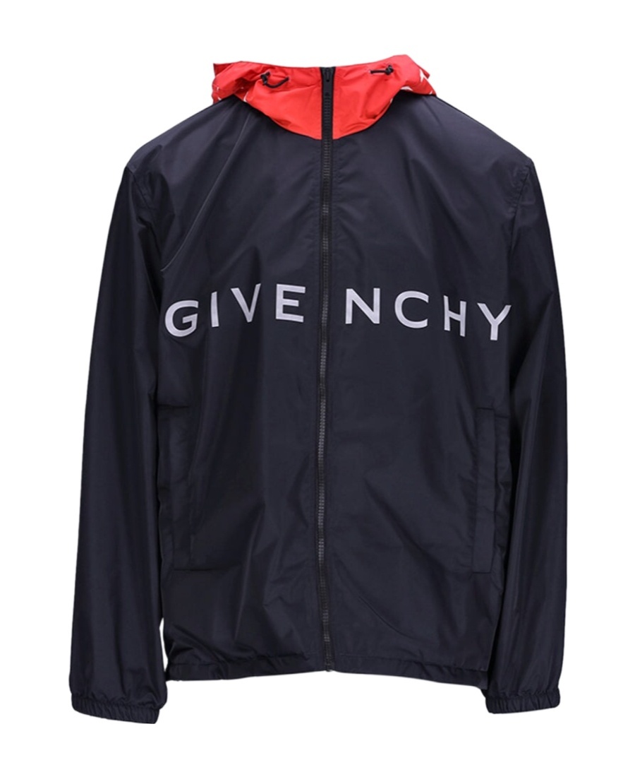 Givenchy Logo-print Hooded Jacket In Blue