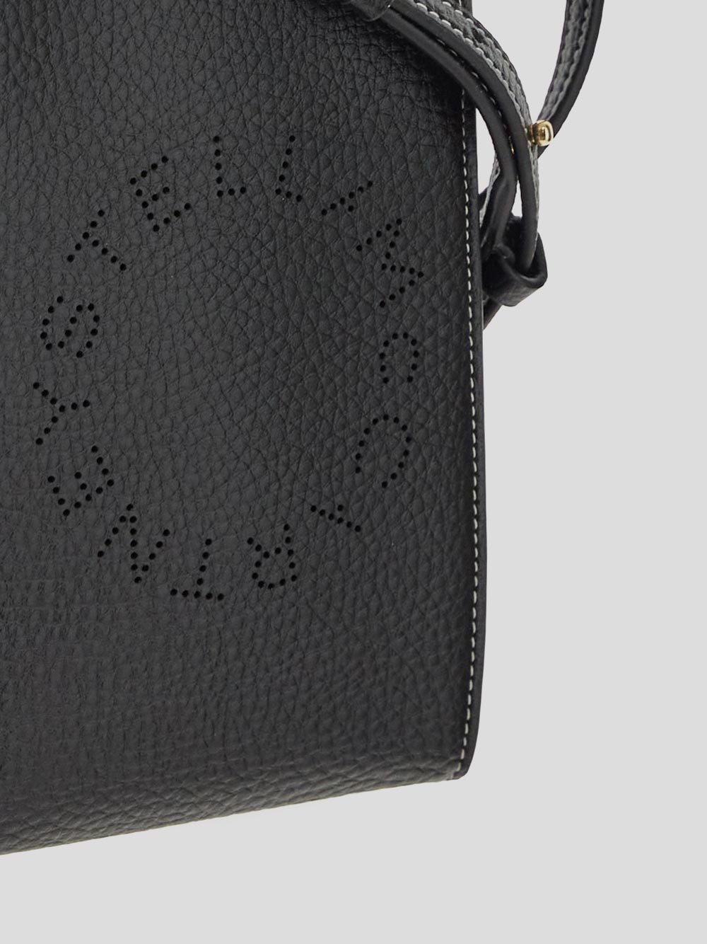 Stella Mccartney Logo Perforated Phone Pouch In Black