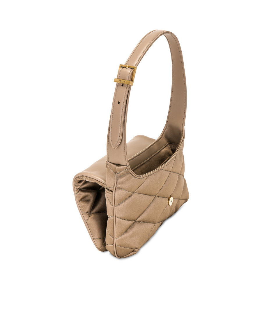 Saint Laurent Le 57 Logo Plaque Shoulder Bag In Nude