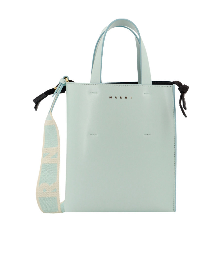 Marni Museo Mini Bag In Light Blue Leather In Green