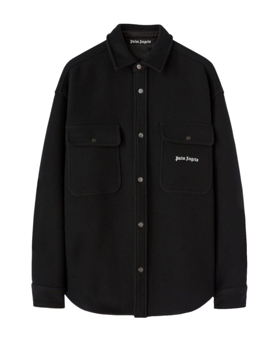 Palm Angels Logo Embroidered Buttoned Shirt In Black