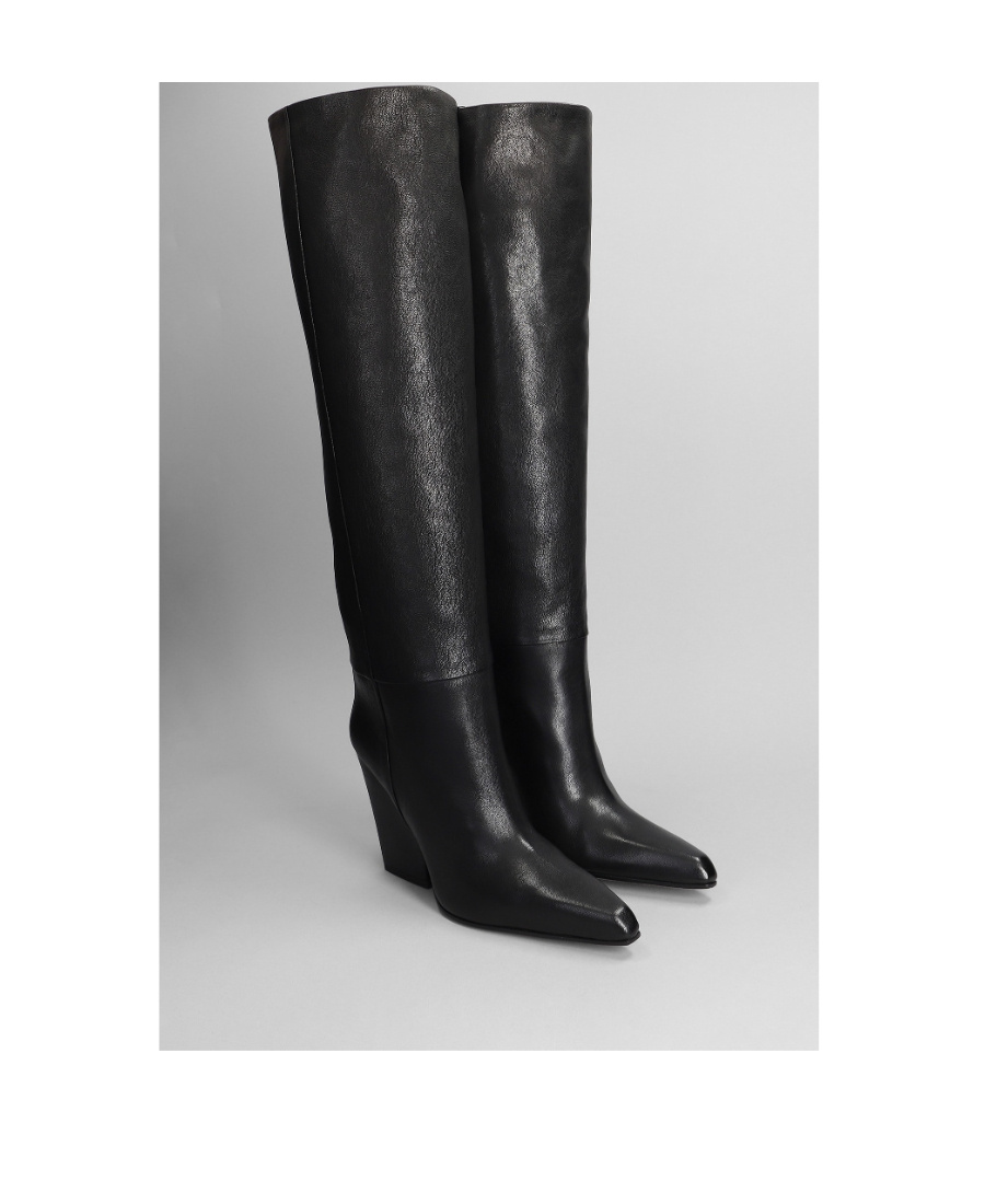 Paris Texas Black Texture-effect Leather Boots In Black