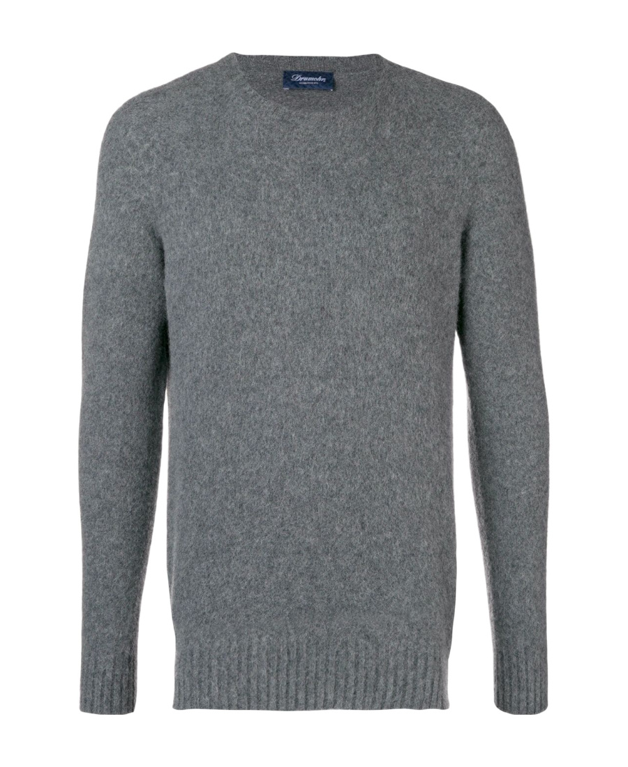 Drumohr Man Sweater Grey Size 42 Lambswool In Gray