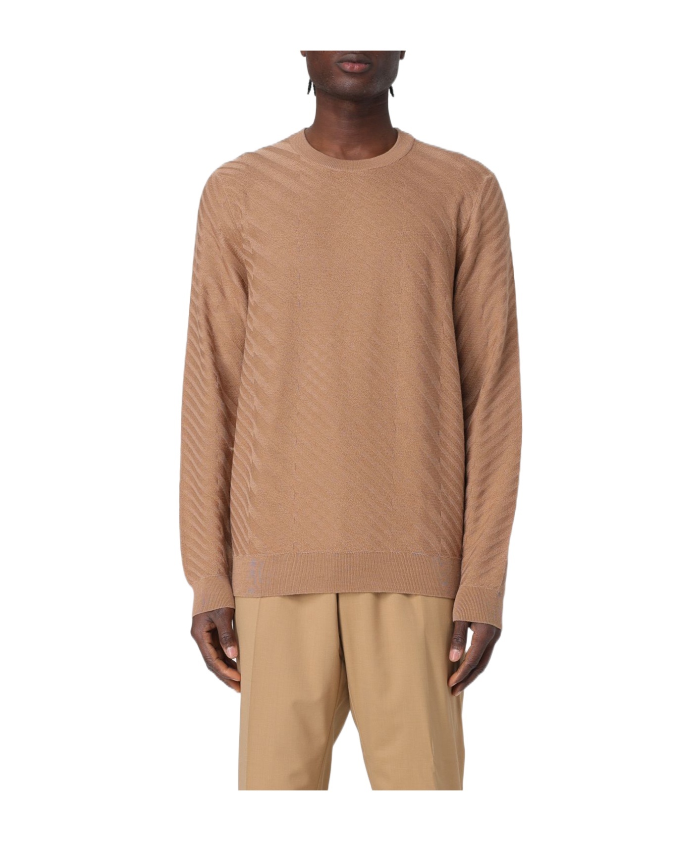 HUGO BOSS DIAGONAL-PATTERN CREW-NECK SWEATER
