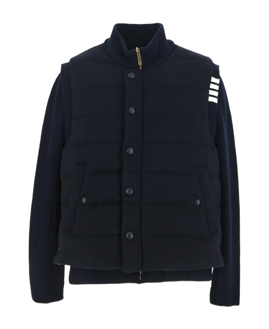 THOM BROWNE THOM BROWNE PADDED PRESS-STUD RIBBED JACKET