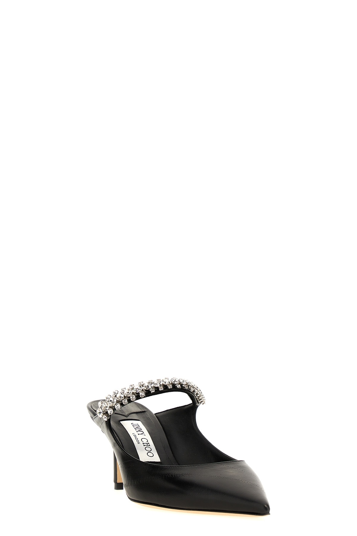 Shop Jimmy Choo Bing Embellished Pointed-toe Mules In Black
