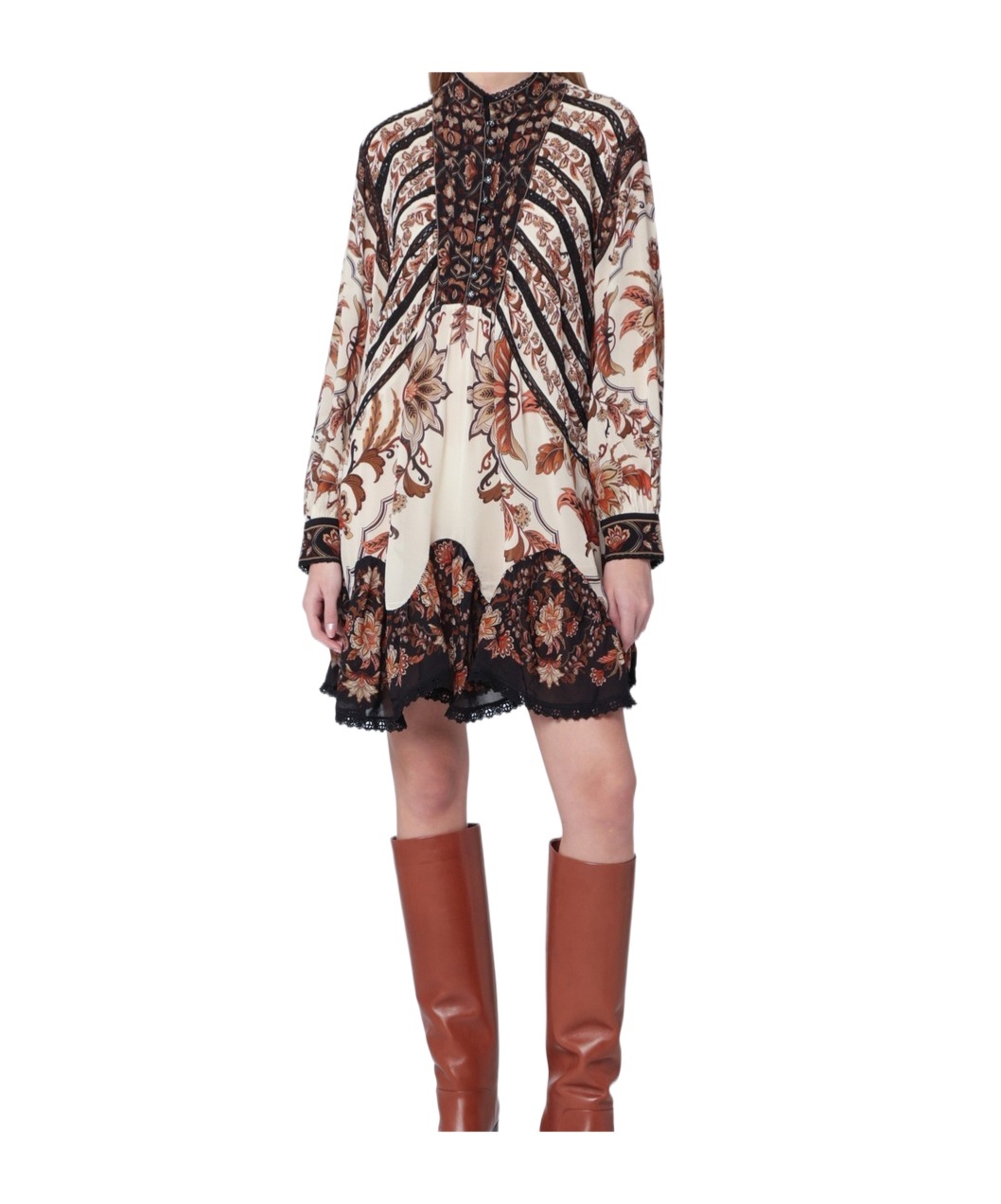 Farm Rio Sand Majestic Garden Lace Mini Dress In Multi