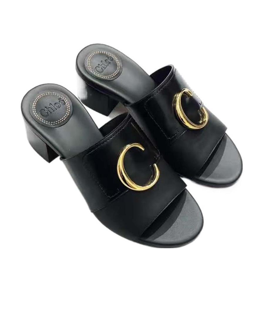 Chloé Logo High-heeled Sandals In Black