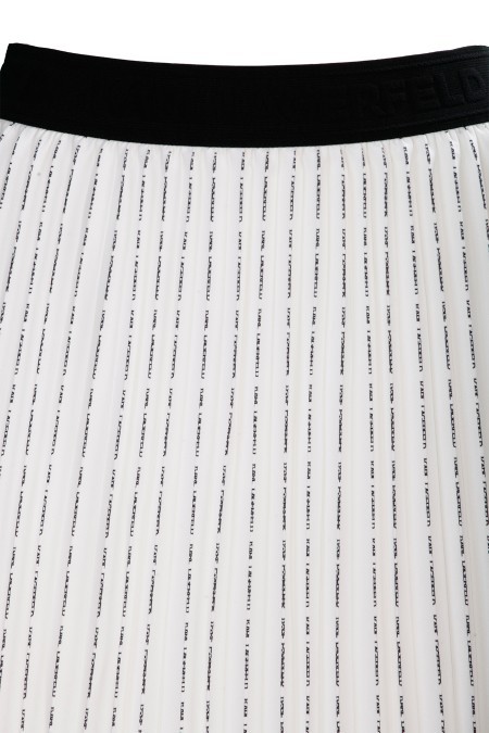 Shop Karl Lagerfeld Logo Print Pleated Skirt In White