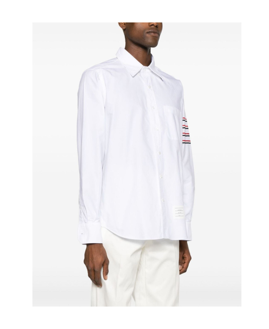 Thom Browne 4-bar Long-sleeve Cotton Shirt In White