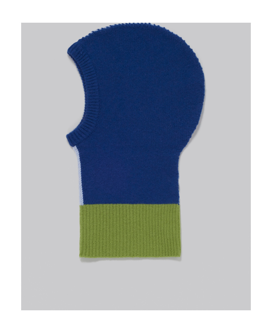 Marni Colour-block Cashmere Balaclava In Blue