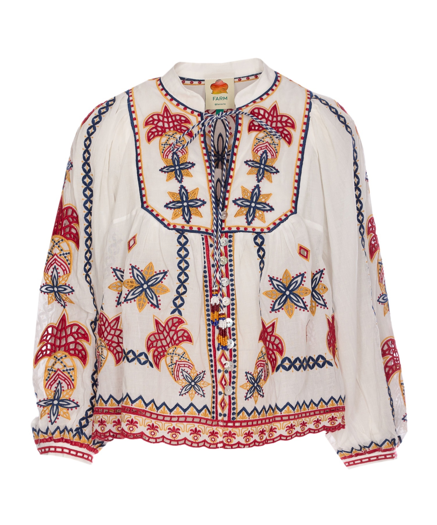 Shop Farm Rio Embroidered Blouse In White