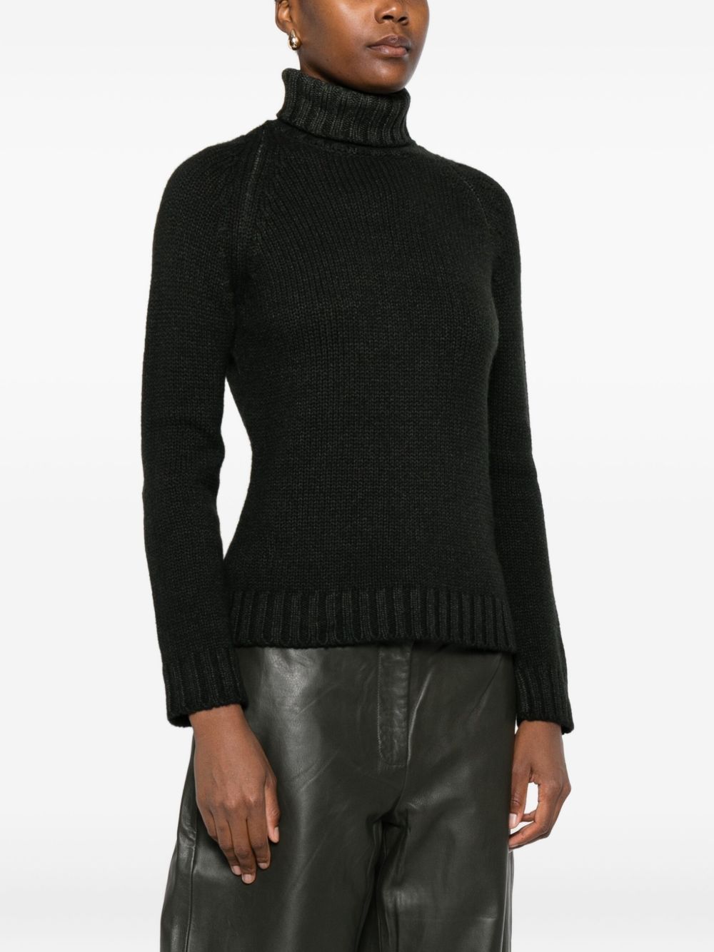 Baserange Turtleneck Ribbed Sweater In Black
