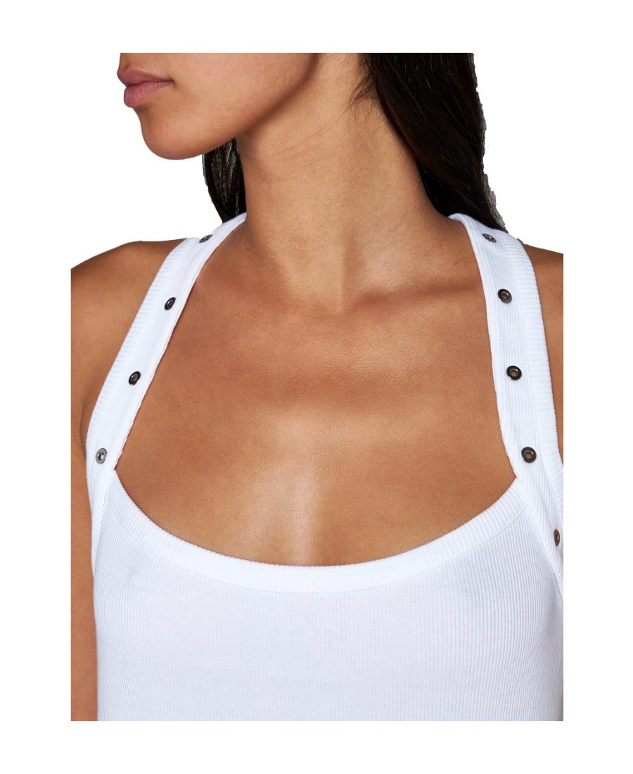 Attico Cotton Studded-strap Tank Top In White