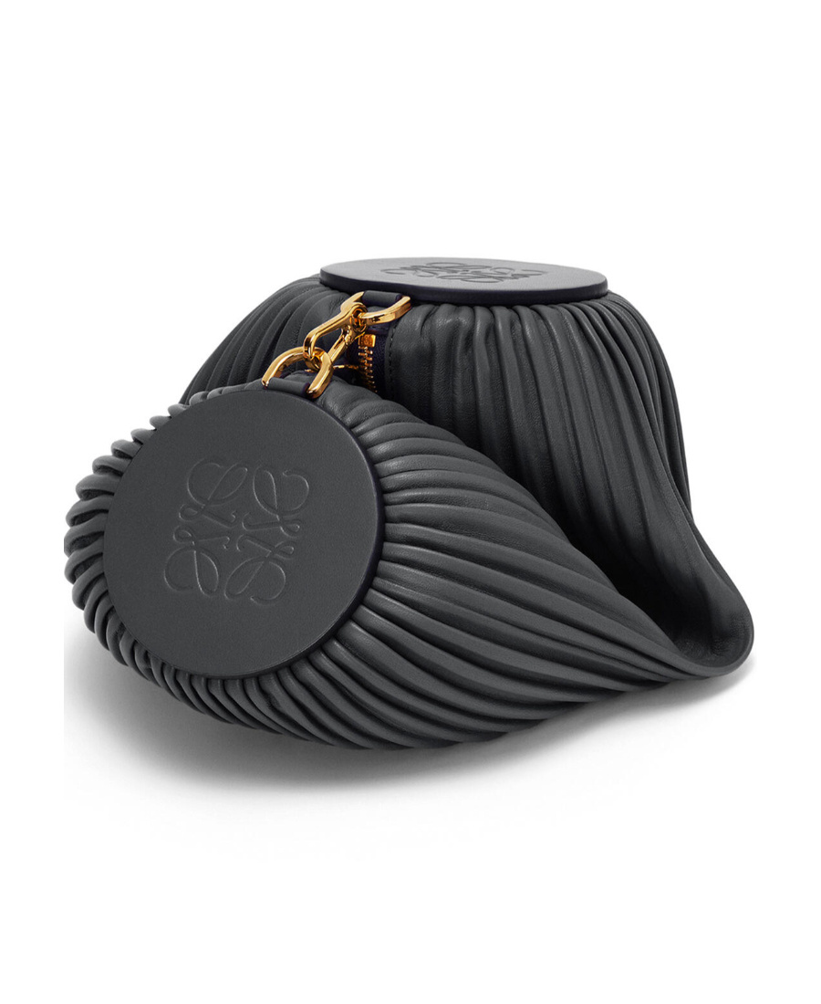 Loewe Bracelet Pouch Large Leather-blend Clutch Bag In Black