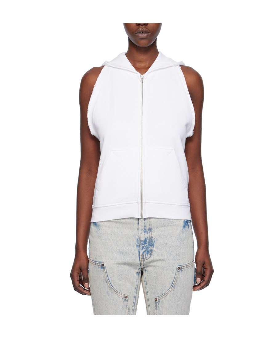 We11 Done Plain Knitted Hooded Sleeveless Vest In White