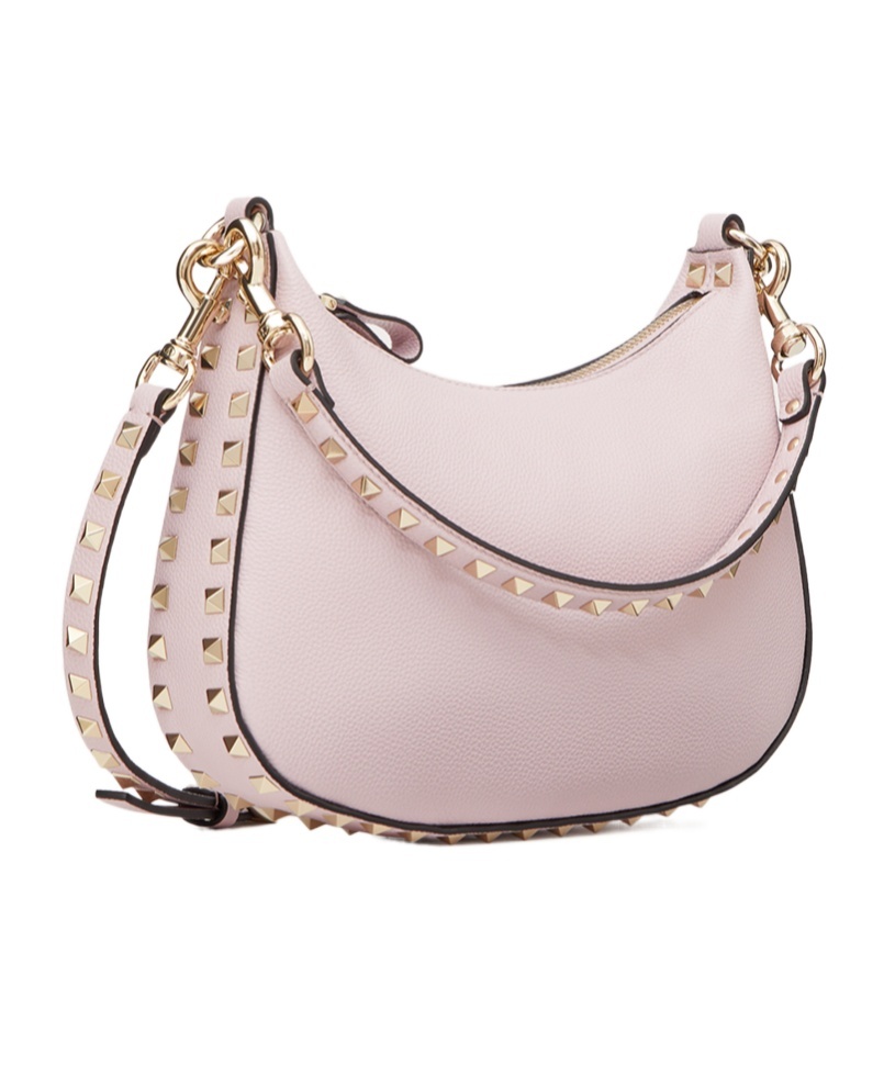 Valentino Small Rockstud Leather Shoulder Bag In Pink