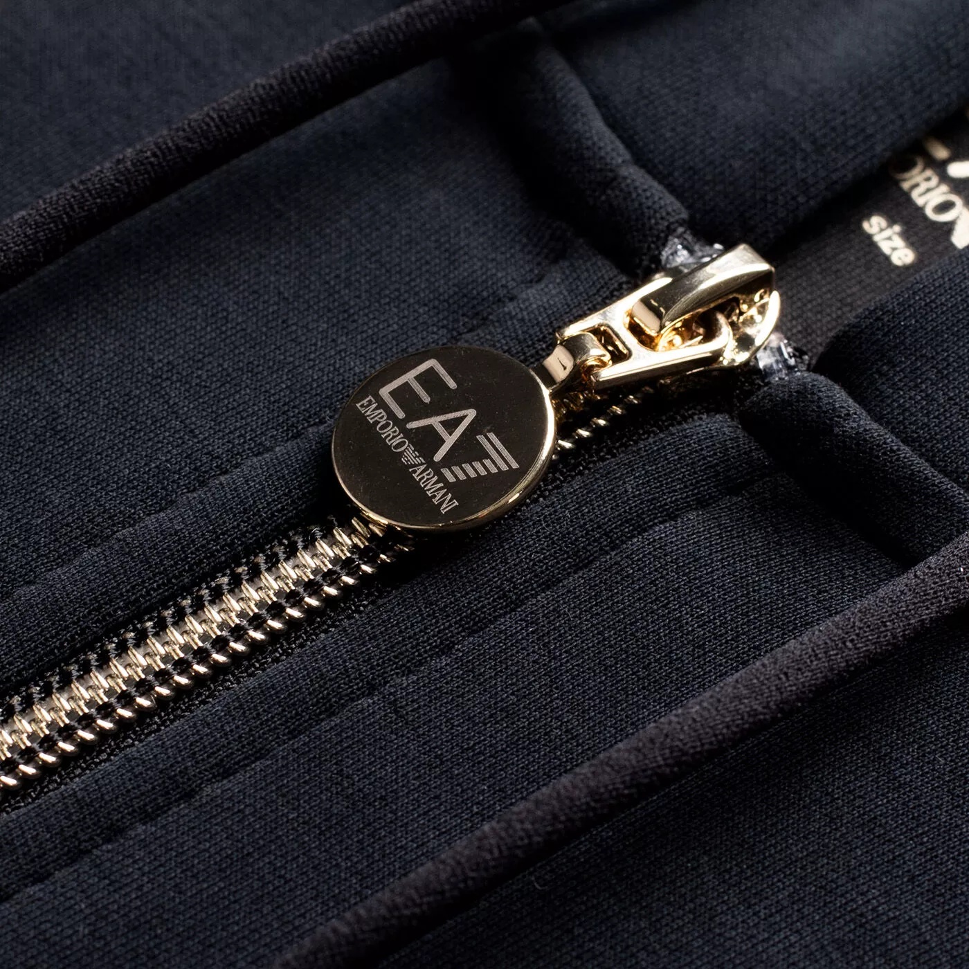 Ea7 Logo Hooded Zipper Sweatshirt In Black