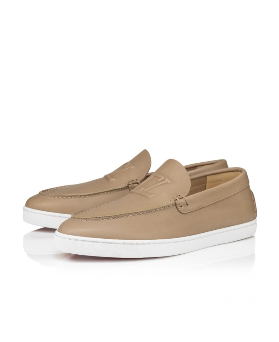Christian Louboutin Varsiboats Leather Loafers In Nude