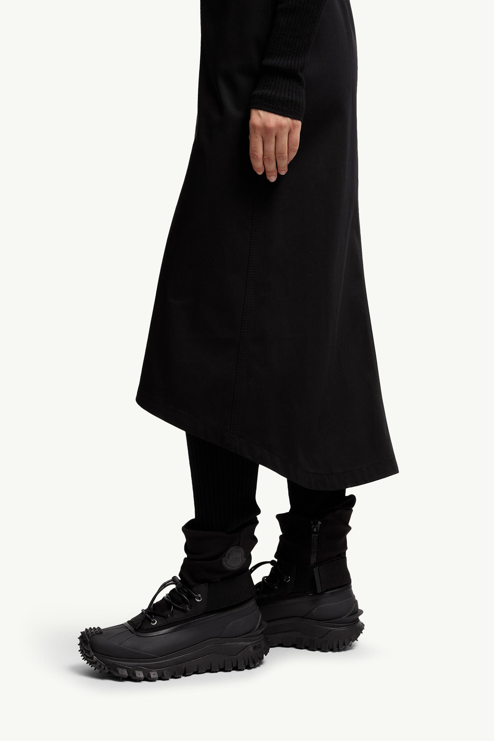 Moncler X Ee72 By Edward Enninful Cotton Gabardine Midi Skirt In Black