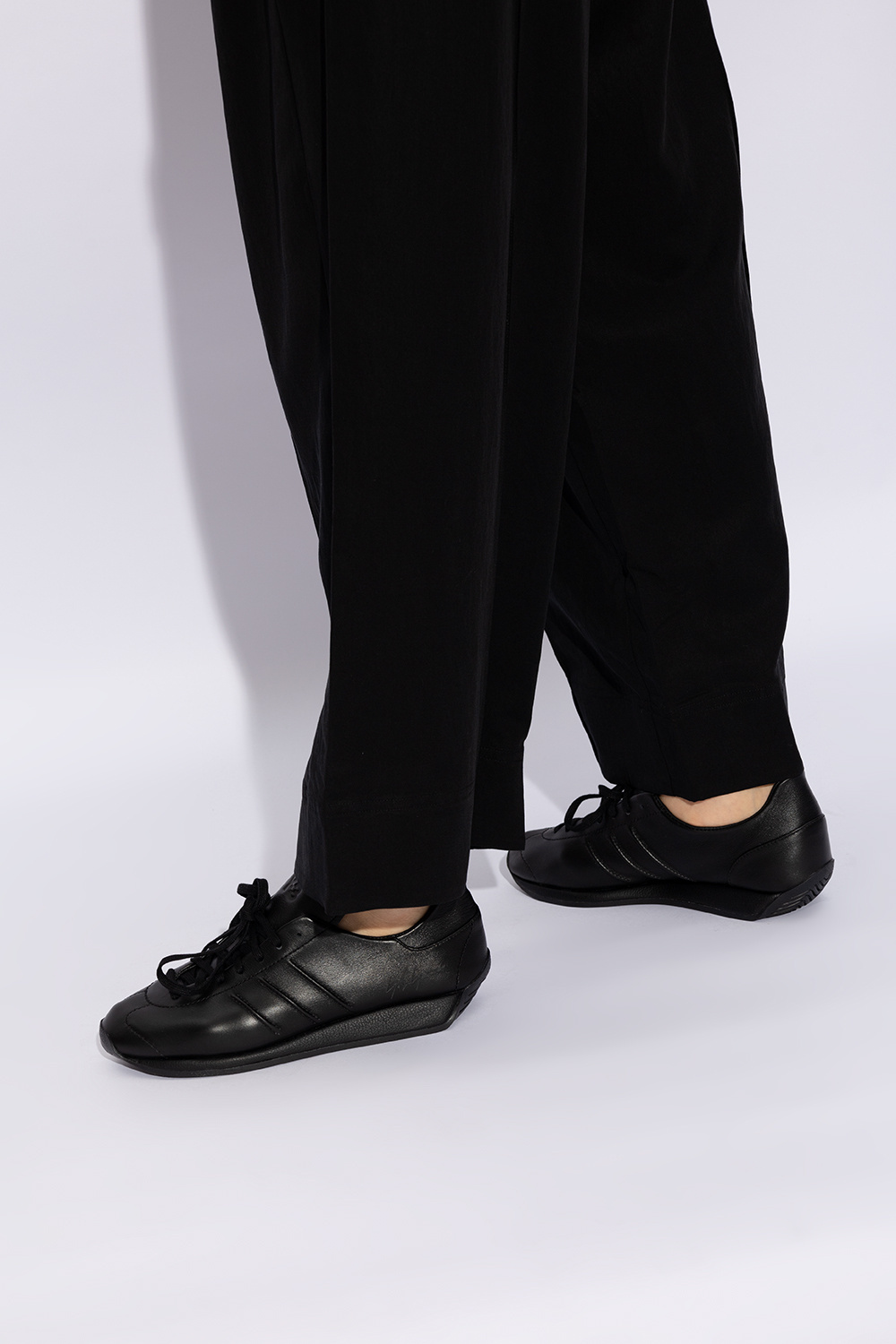 Y-3 X Adidas Country Leather Sneakers In Black