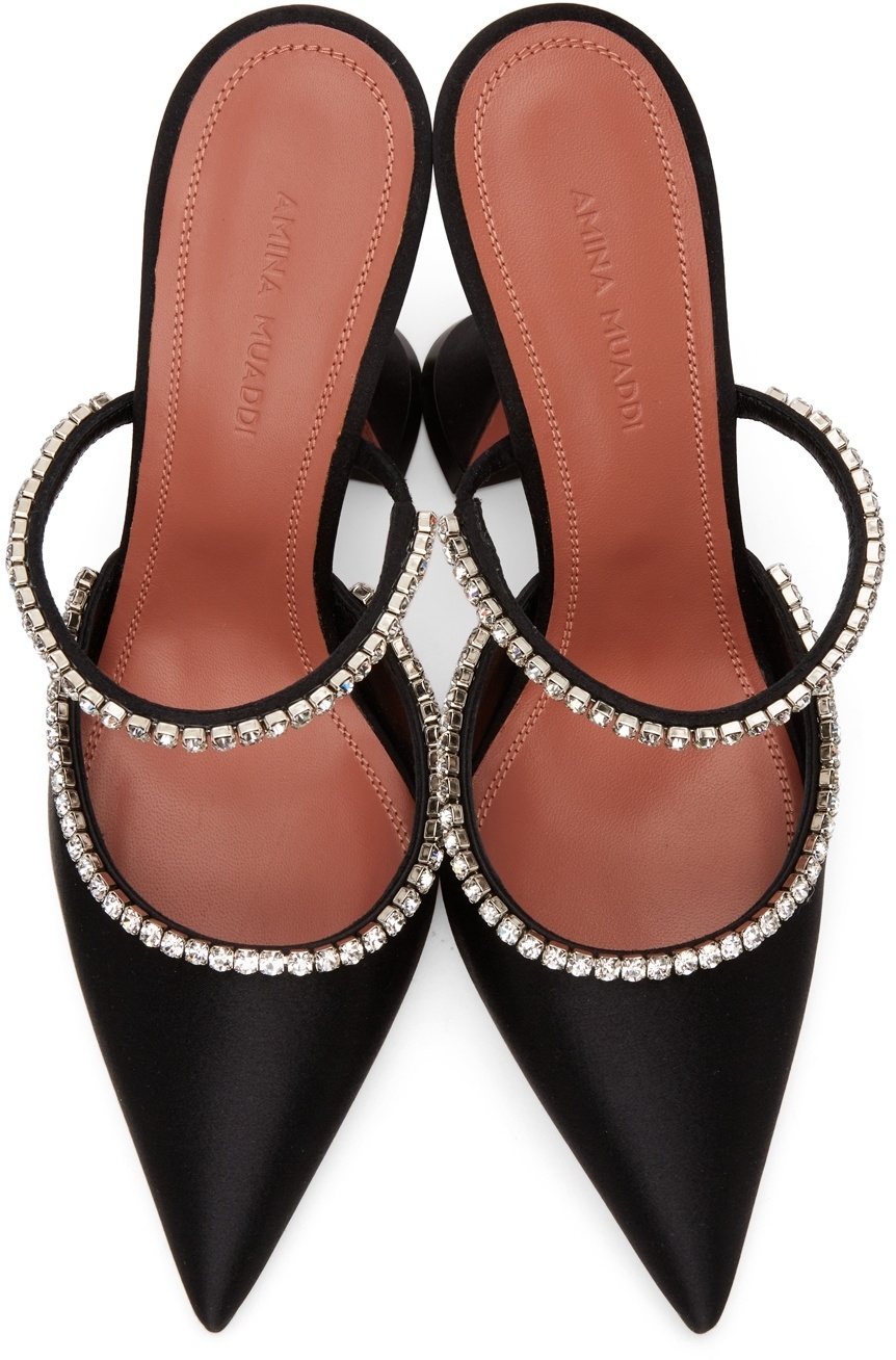 Shop Amina Muaddi Logo Pointed Heels In Black