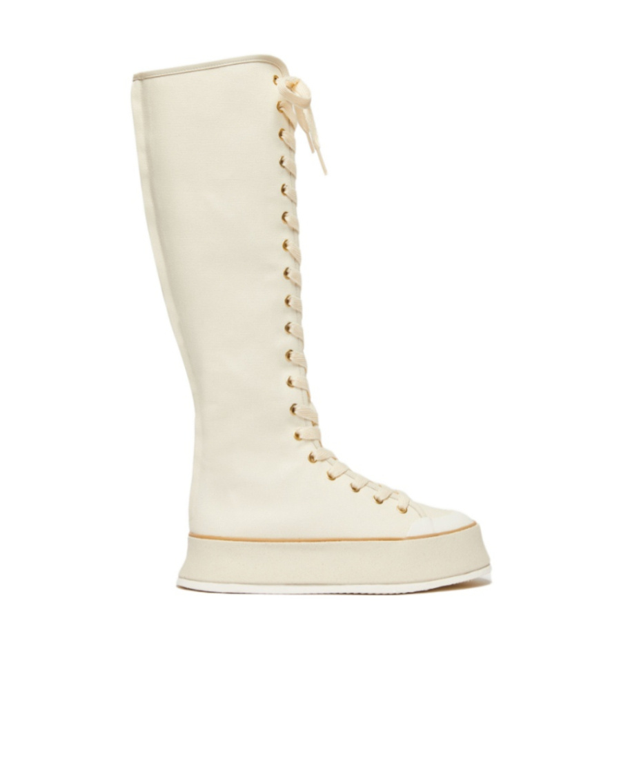 Max Mara Round-headed Boots In White