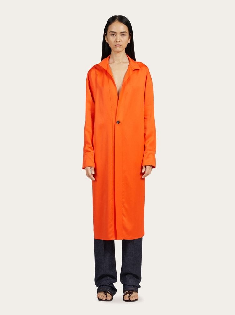 Shop Ferragamo Salvatore V-neck Shirt Dress In Orange