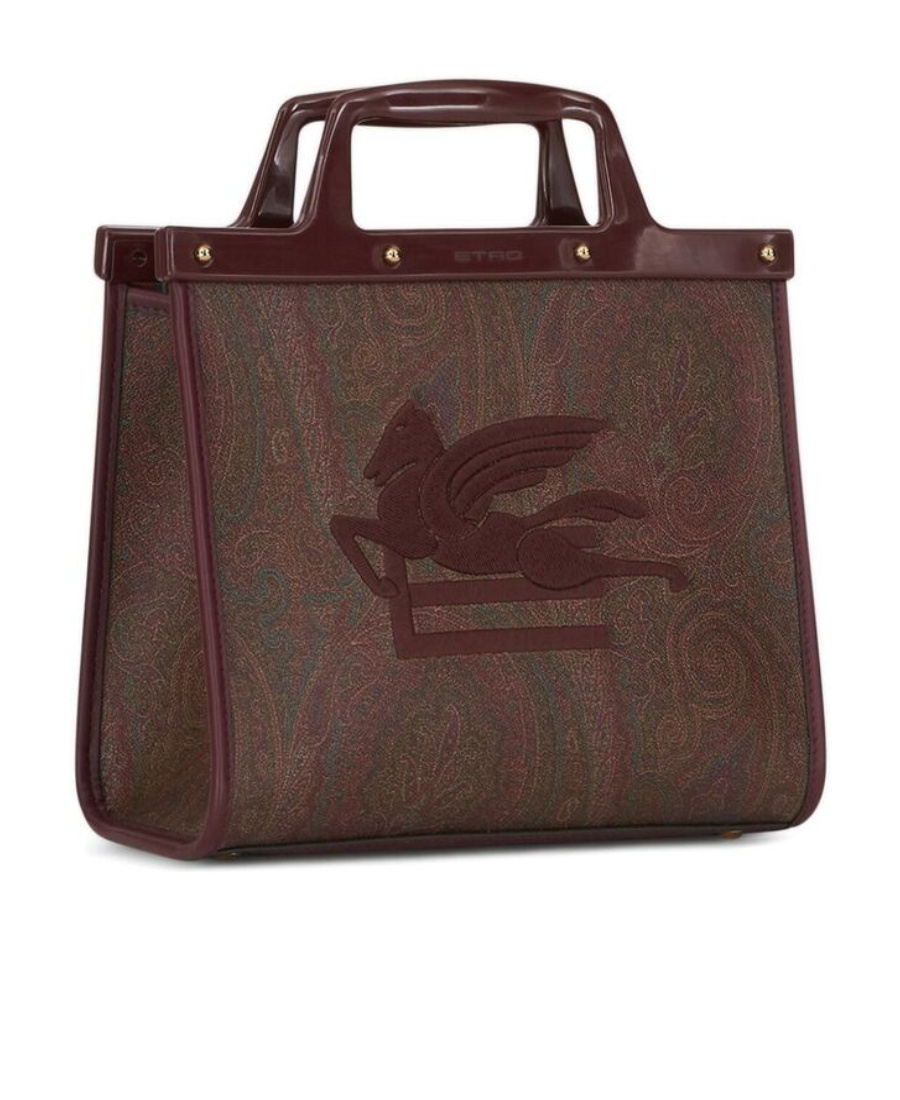 Etro Love Trotter Small Bag In Paisley Jacquard Fabric In Brown