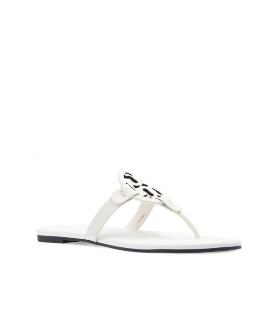 Tory Burch Miller Soft Leather Thong Sandals In White