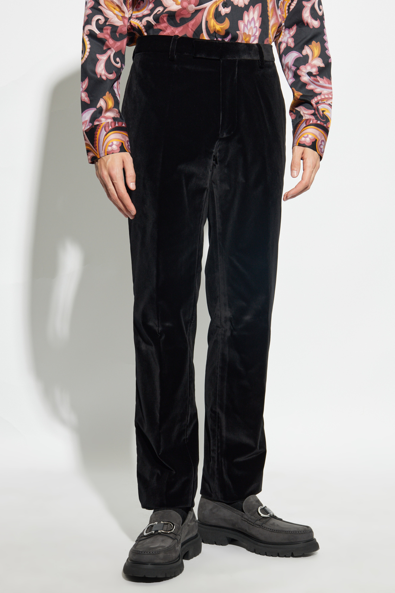 Etro Patterned-jacquard Slim-cut Jeans In Black