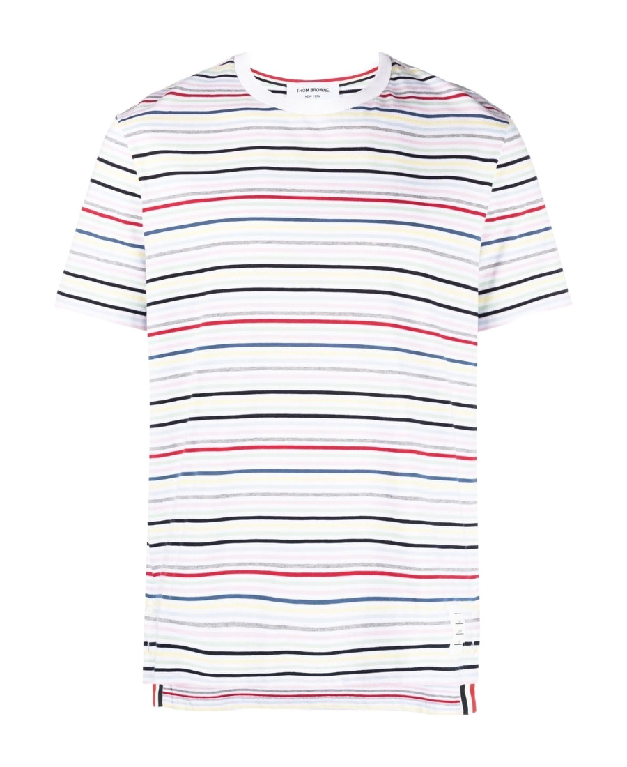 Thom Browne Striped Short-sleeve T-shirt In White