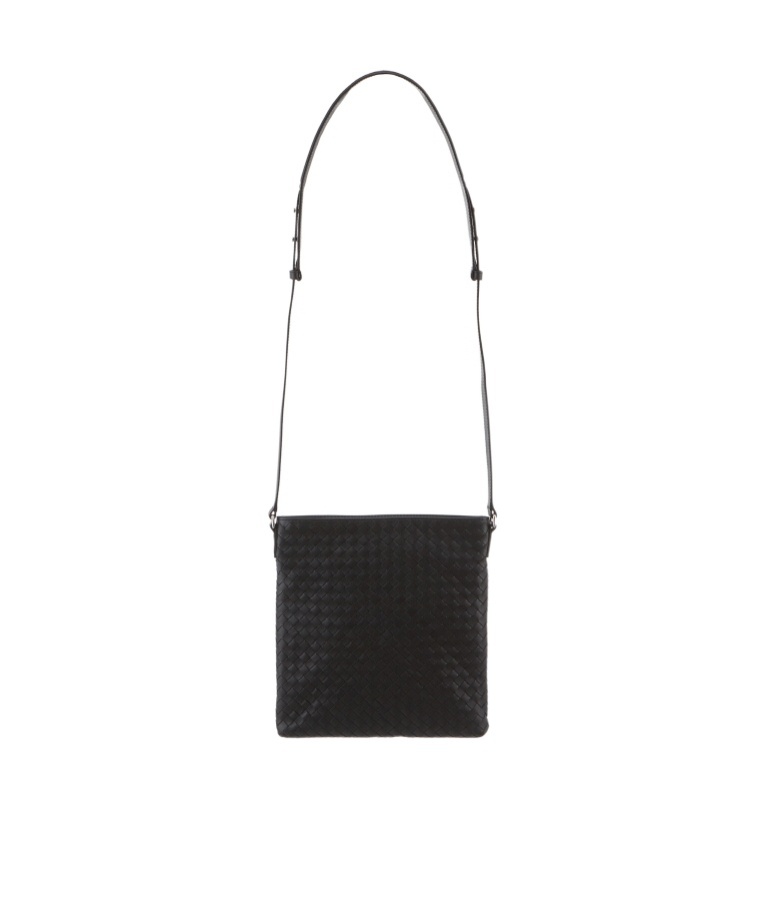 Bottega Veneta Woven Detail Cross-body Bag In Black