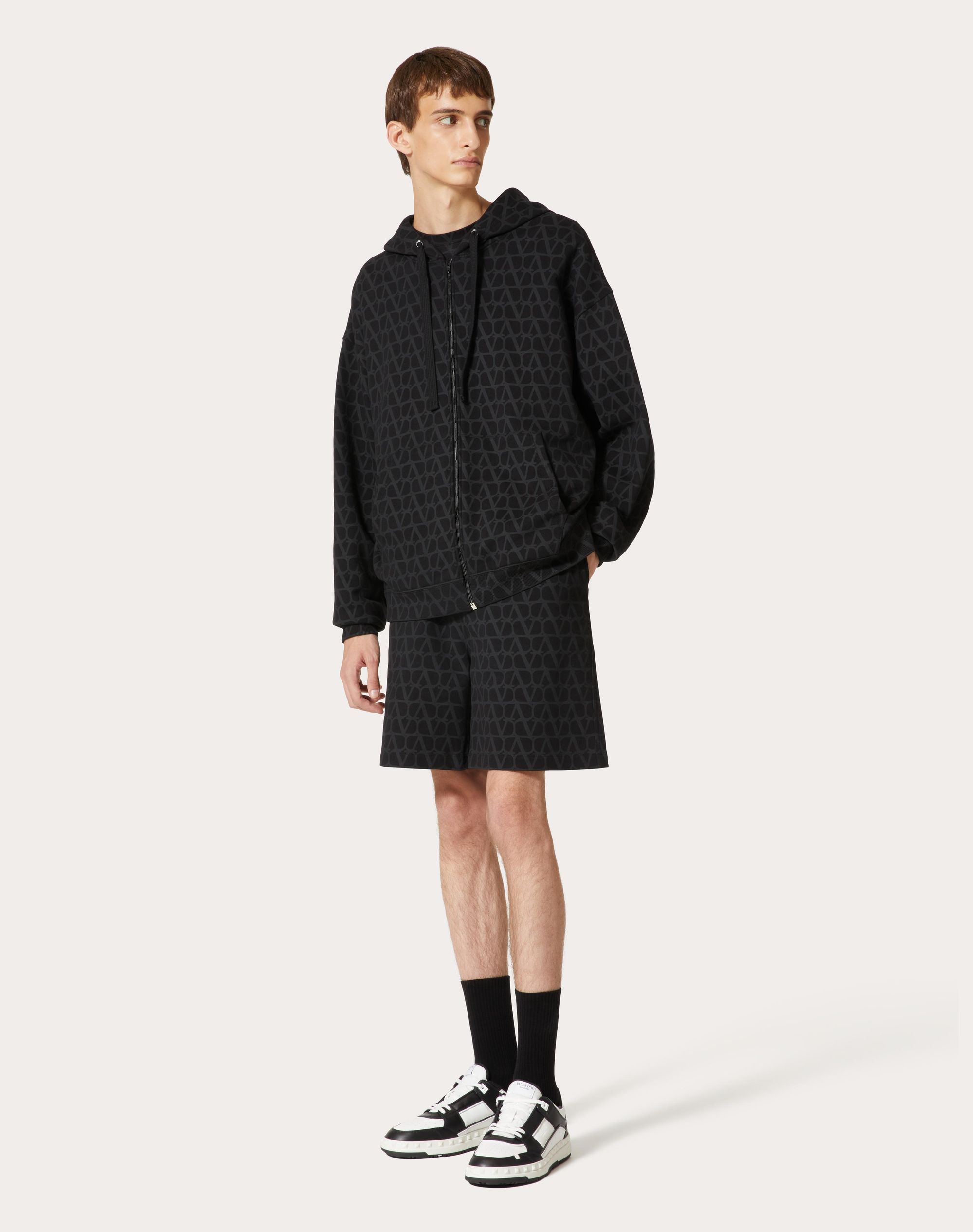 Valentino Toile Iconographe Cotton Bermuda Shorts In Black