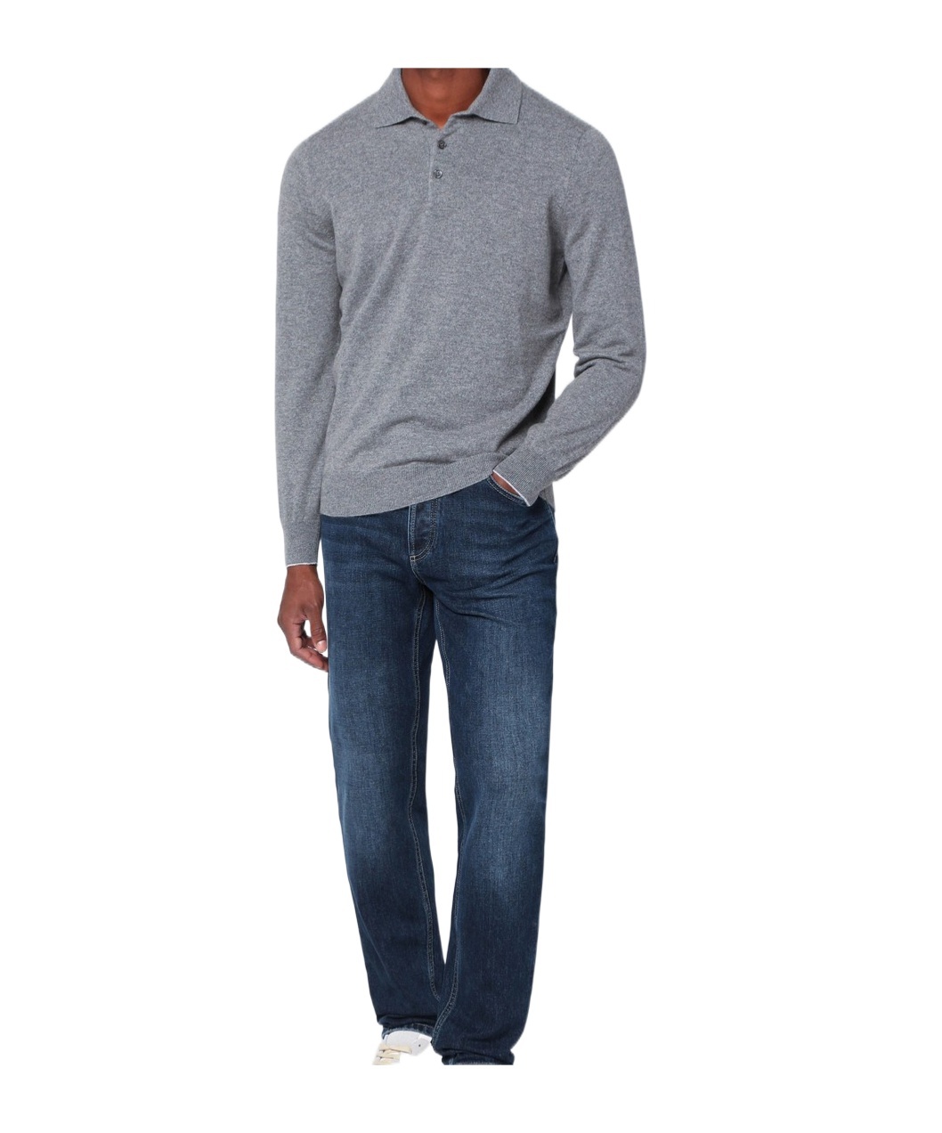 Brunello Cucinelli Long-sleeved Polo Shirt In Blue