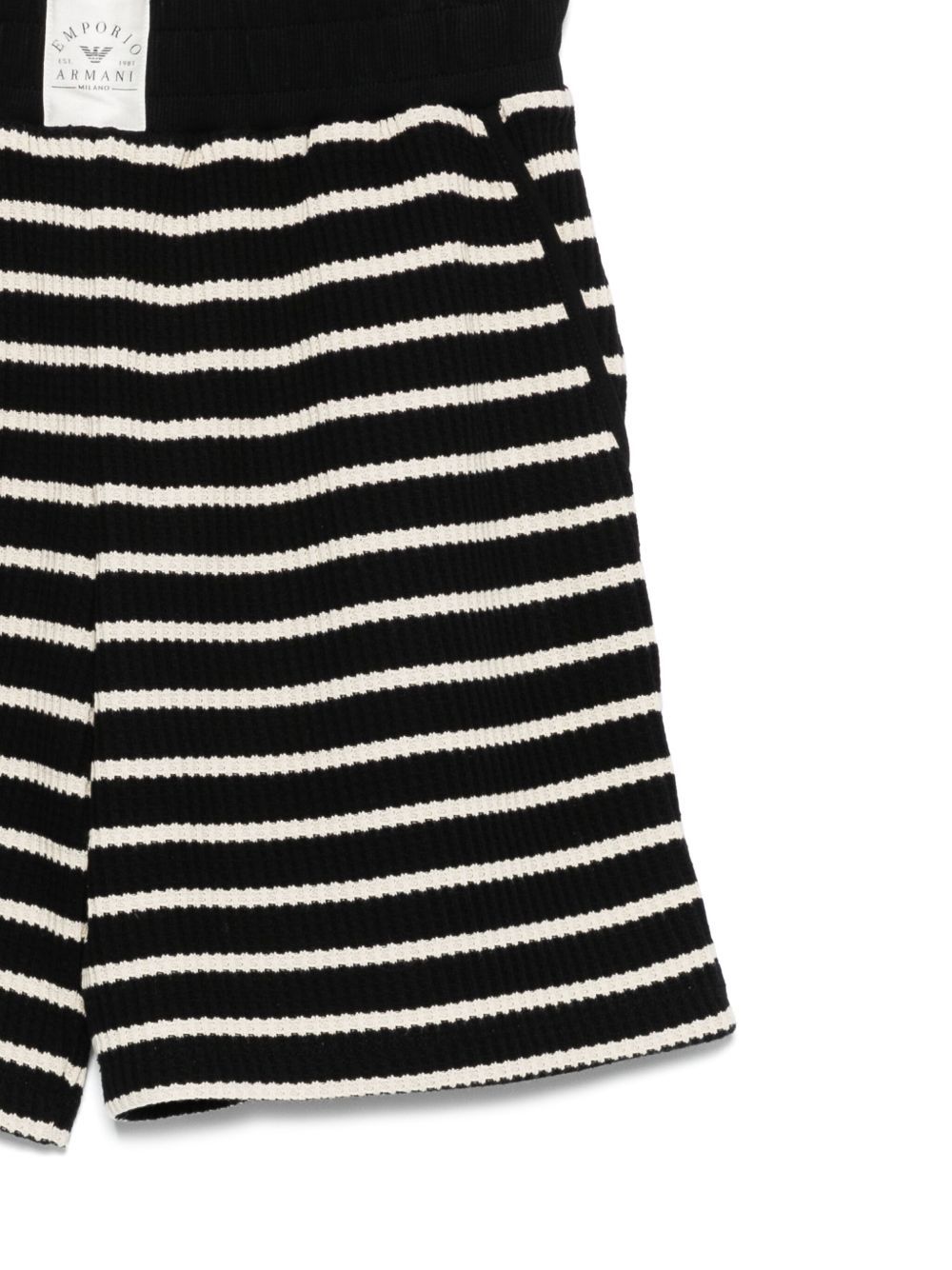 Emporio Armani Ribbed Texture Elasticated Waistband Shorts In Black