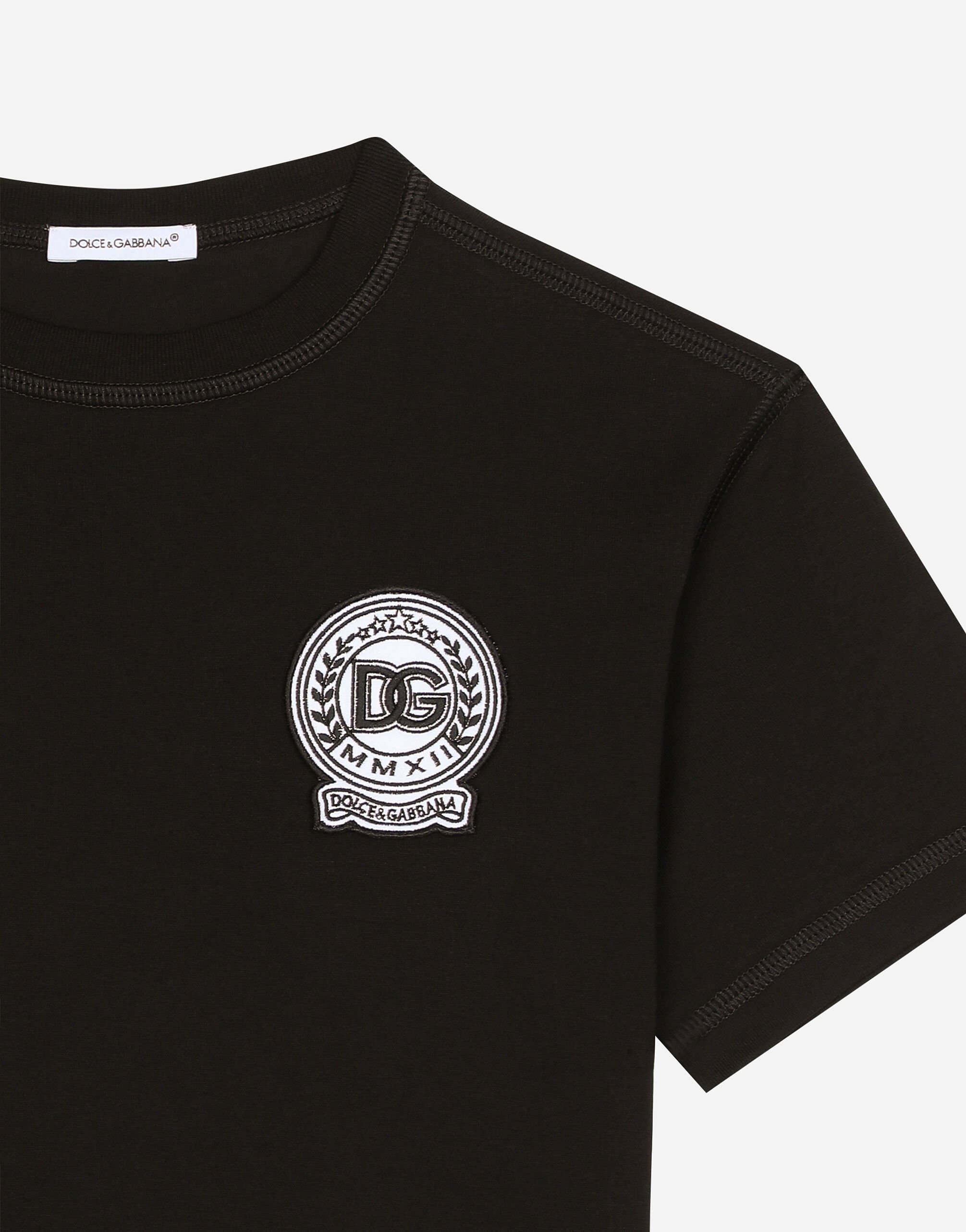 Dolce & Gabbana Dg-embroidered T-shirt In Black