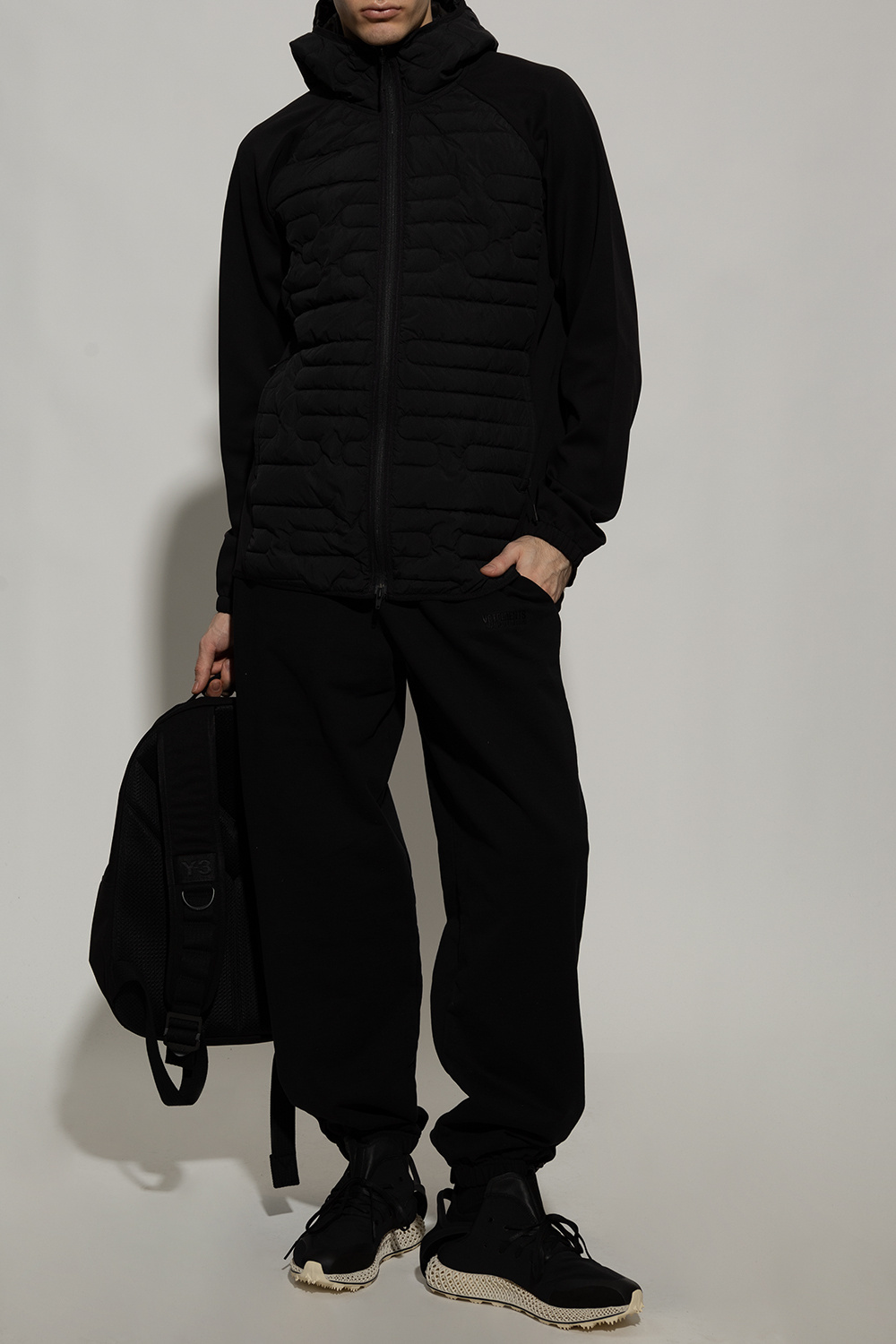 Y-3 Padded Hooded Jacket In Black