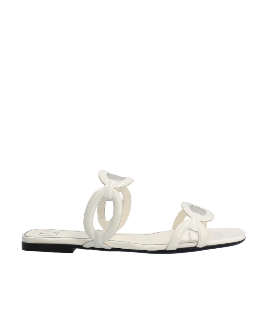 Valentino Chain 1967 Flat Slides In White
